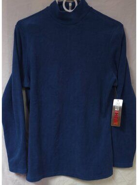 32 Degrees Heat Womens XL Blue Mock Neck Long Sleeve Fleece Pullover Top NWT